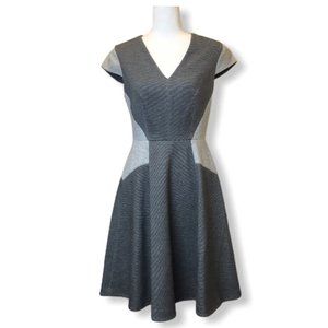 Rebecca Taylor Grey Cap Sleeve Flare Dress
